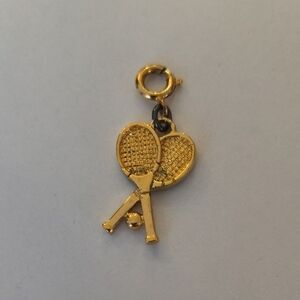 Gold Tennis Racket Charm Pendant